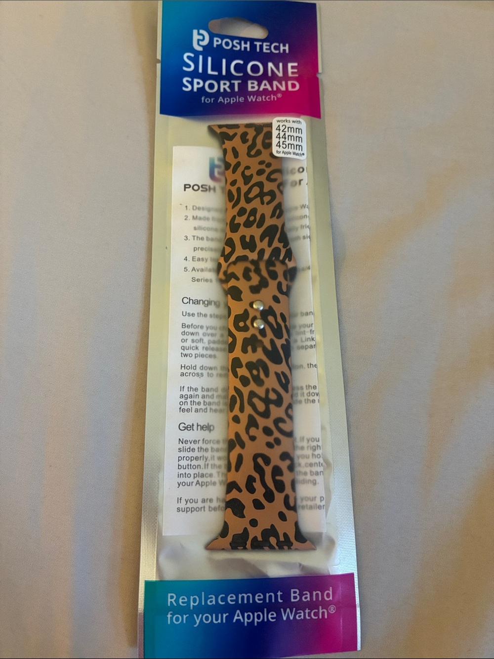 Posh Tech Silicone Sport Band for Apple Watch - Leopard Print Brown